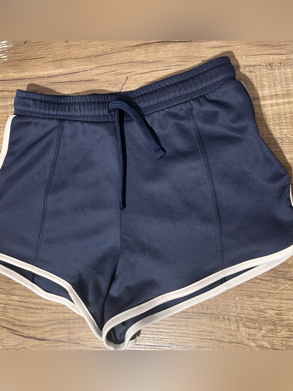 Zara Navy Athletic Shorts with Cream Contrast Trim
